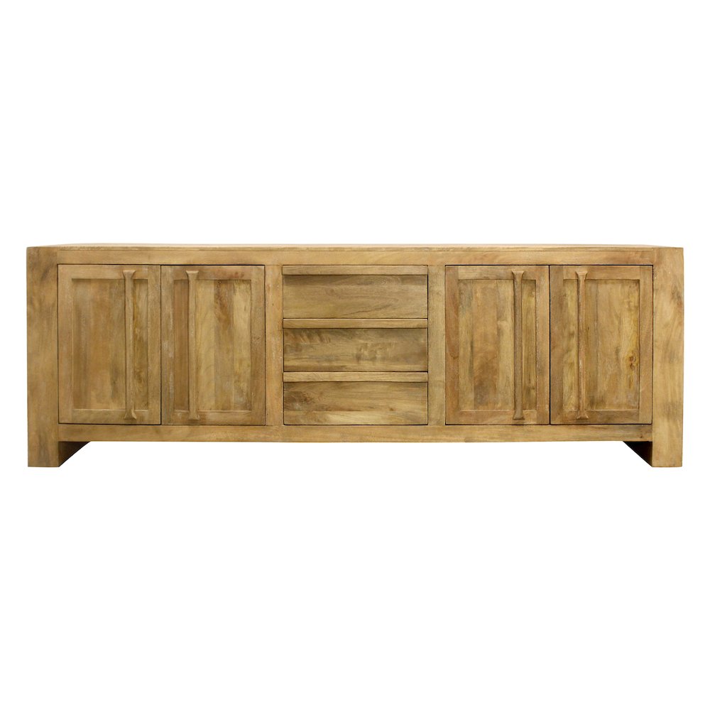 Mid-Century Jaden Sideboard 3 Drawers, 4 Doors in Distressed Natural. Picture 1
