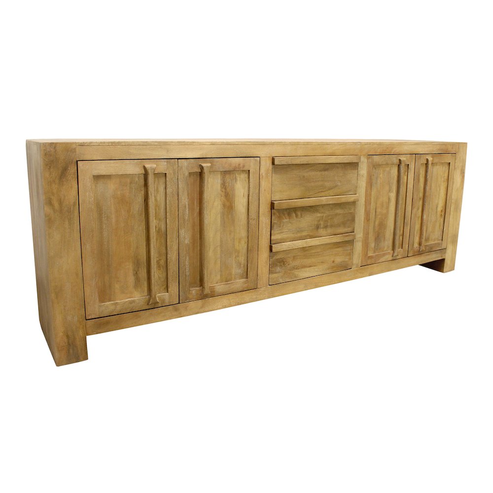 Mid-Century Jaden Sideboard 3 Drawers, 4 Doors in Distressed Natural. Picture 5