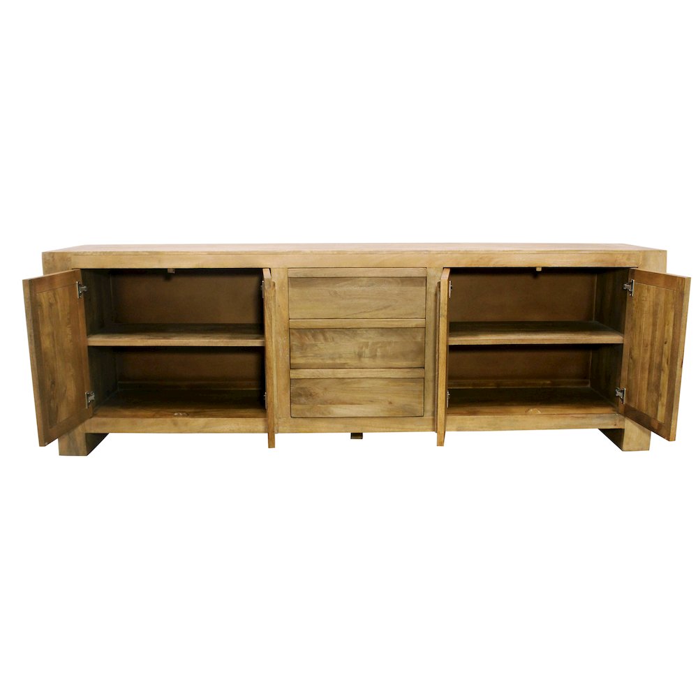 Mid-Century Jaden Sideboard 3 Drawers, 4 Doors in Distressed Natural. Picture 6