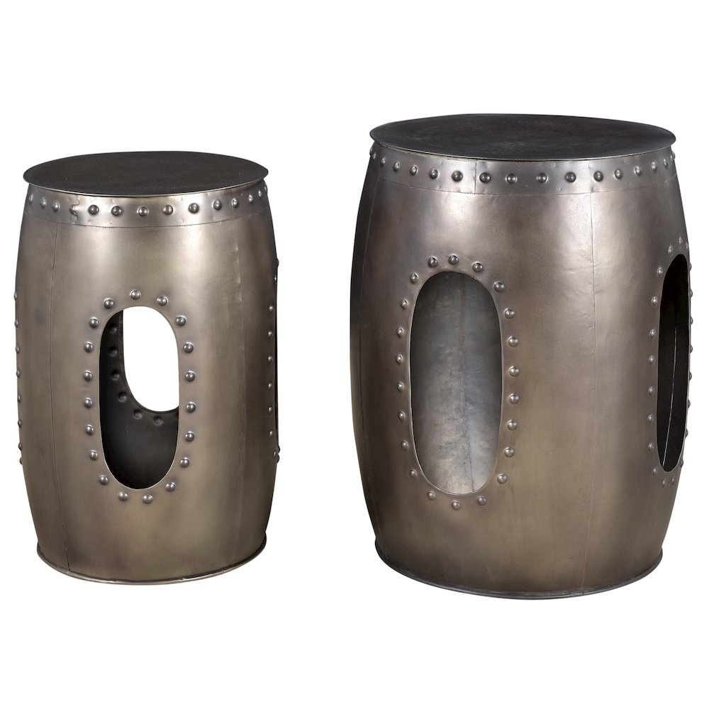 Redondo Baton 2-Piece Occasional Table Set in Nickel. Picture 1