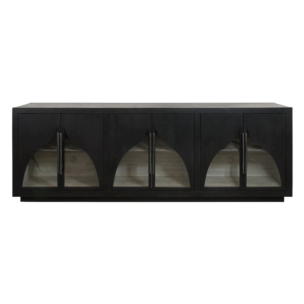 Kate 6-Door Sideboard with Solid Wood, Oak, Iron Handles, Dark Brown Finish. Picture 1