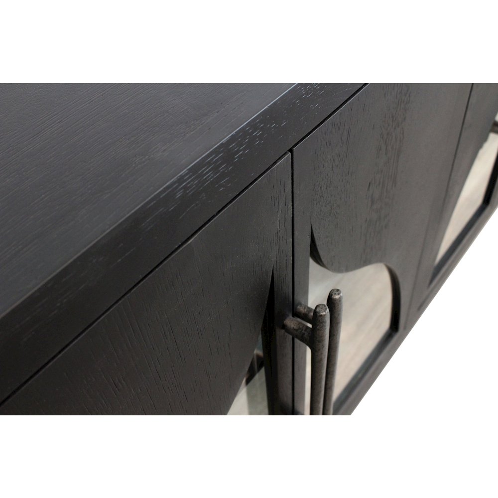 Kate 6-Door Sideboard with Solid Wood, Oak, Iron Handles, Dark Brown Finish. Picture 5