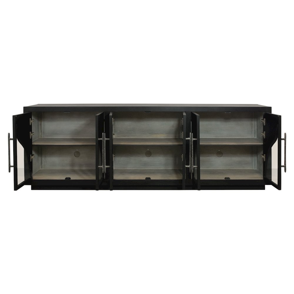 Kate 6-Door Sideboard with Solid Wood, Oak, Iron Handles, Dark Brown Finish. Picture 7
