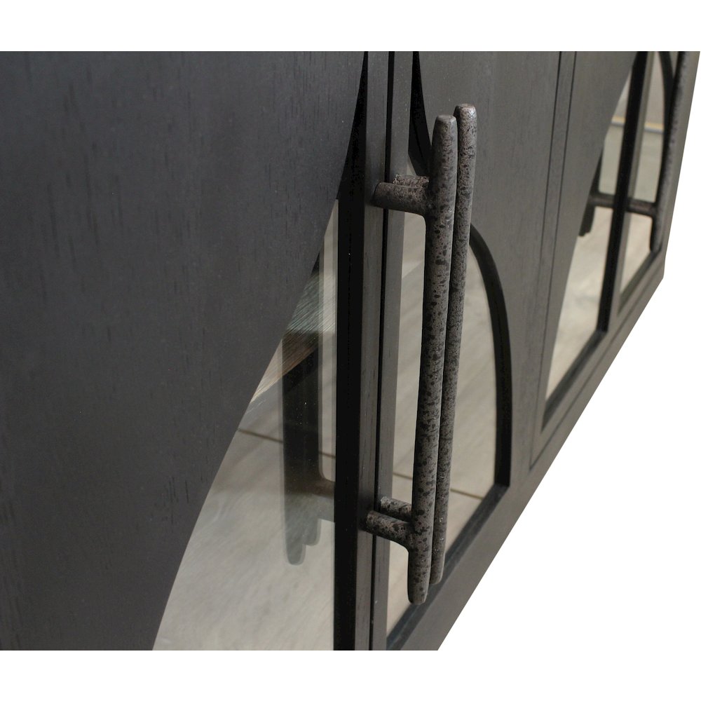 Kate 6-Door Sideboard with Solid Wood, Oak, Iron Handles, Dark Brown Finish. Picture 12