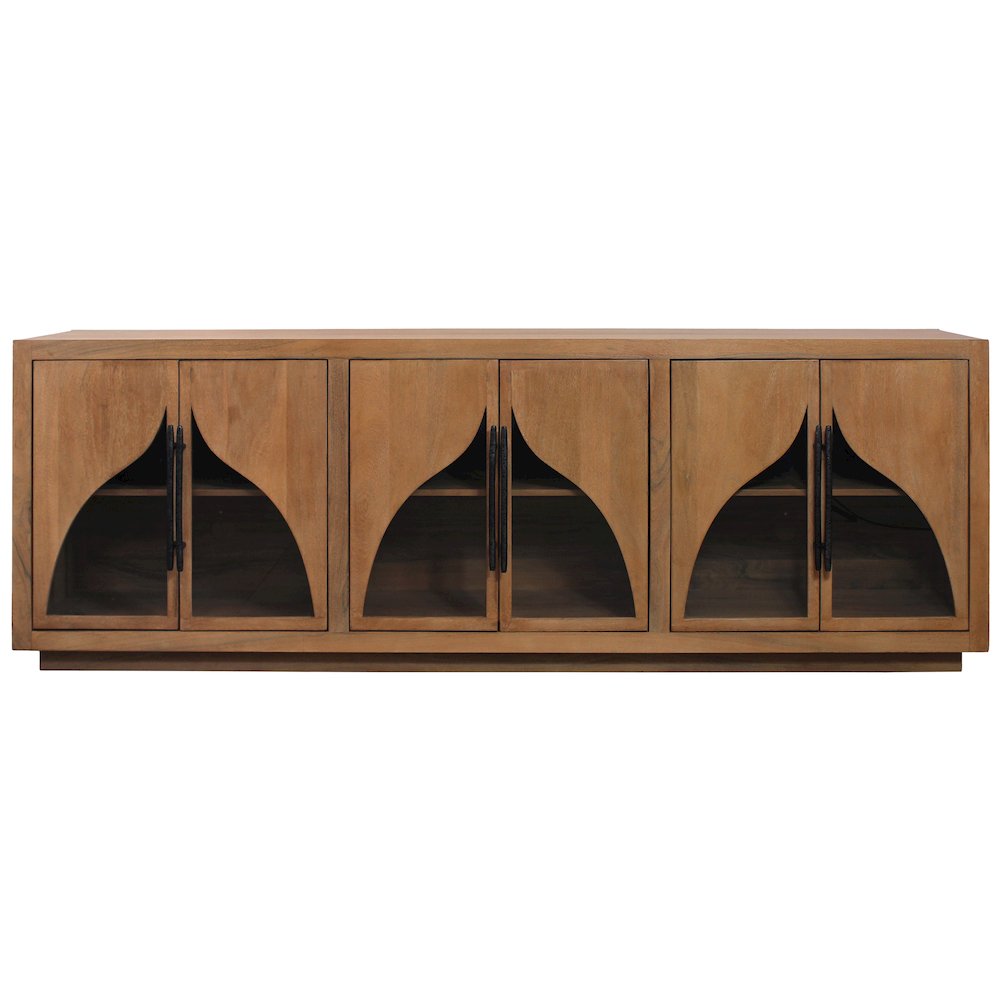 Kate 6-Door Sideboard with Solid Wood, Acacia, Iron Handles, Natural Finish. Picture 1