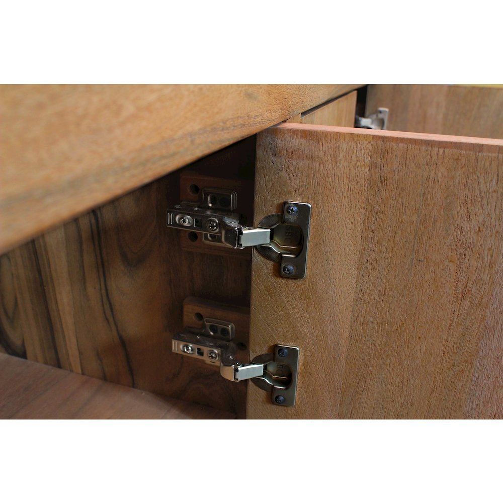 Kate 6-Door Sideboard with Solid Wood, Acacia, Iron Handles, Natural Finish. Picture 3