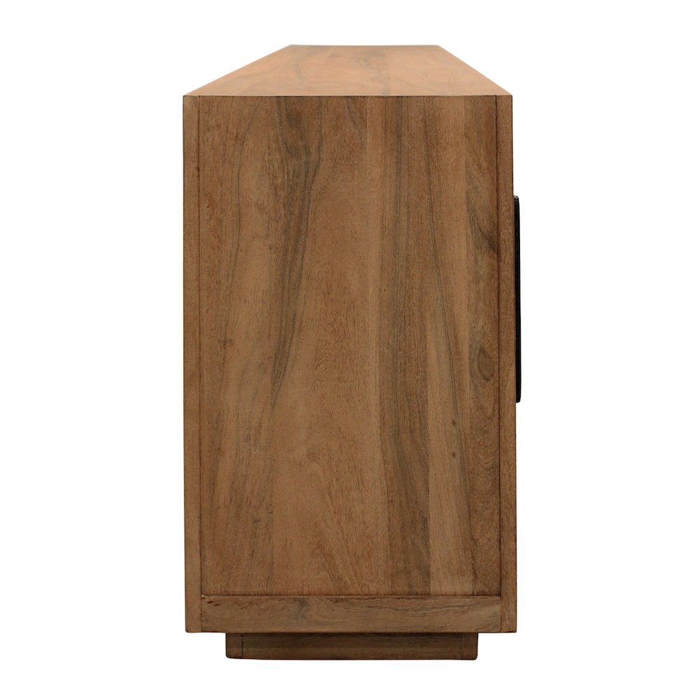 Kate 6-Door Sideboard with Solid Wood, Acacia, Iron Handles, Natural Finish. Picture 7