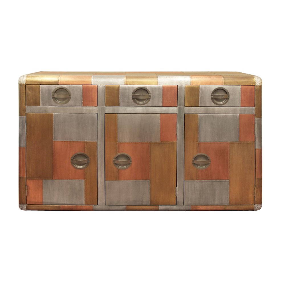 Mar Vista 3-Drawer 3-Door Sideboard in Tri-Tone Metal. Picture 1