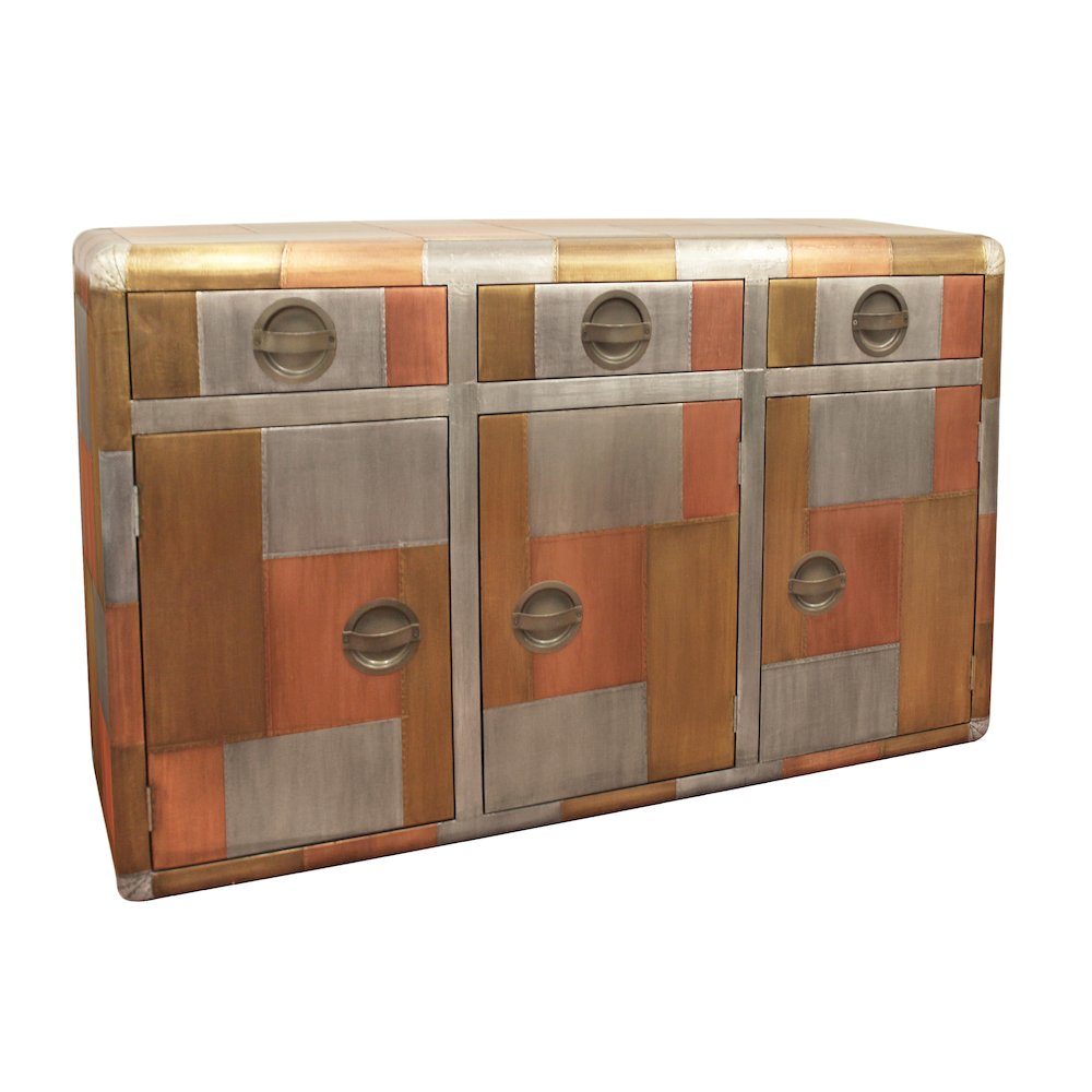 Mar Vista 3-Drawer 3-Door Sideboard in Tri-Tone Metal. Picture 3