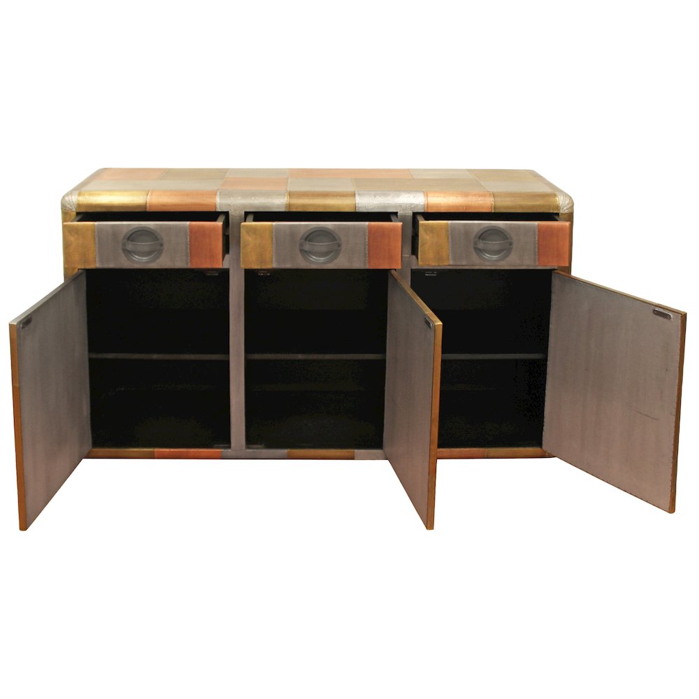 Mar Vista 3-Drawer 3-Door Sideboard in Tri-Tone Metal. Picture 4