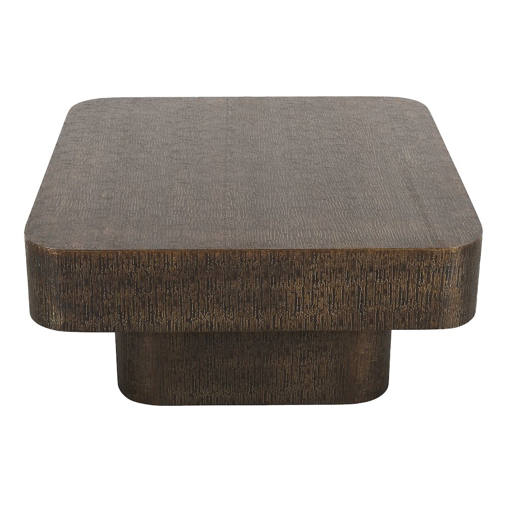 Landon 36" Cocktail Table in Stamped Brass. Picture 7