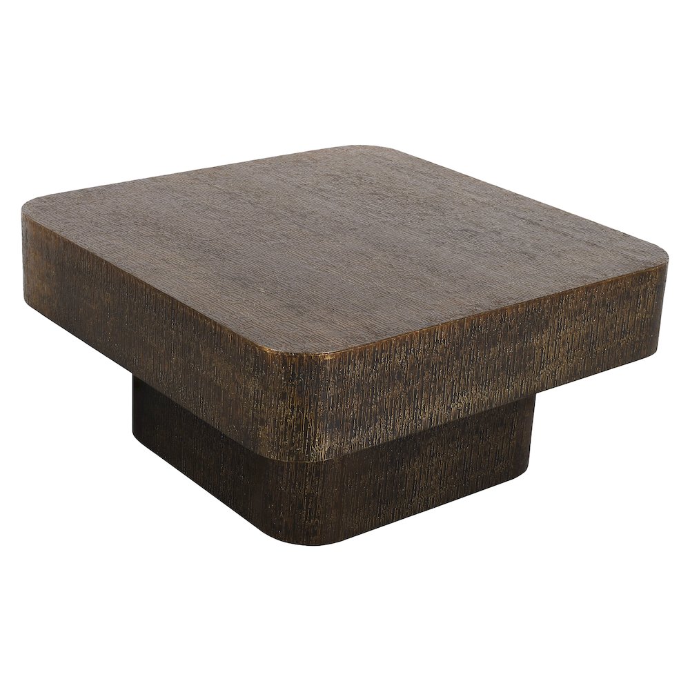Landon 36" Cocktail Table in Stamped Brass. Picture 8