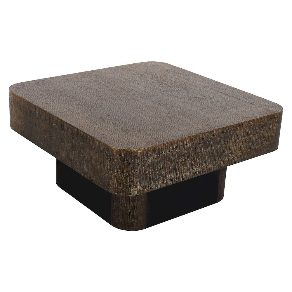 Landon 36" Cocktail Table in Stamped Brass. Picture 3