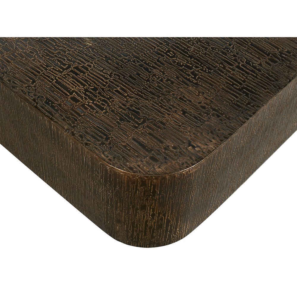 Landon 36" Cocktail Table in Stamped Brass. Picture 4