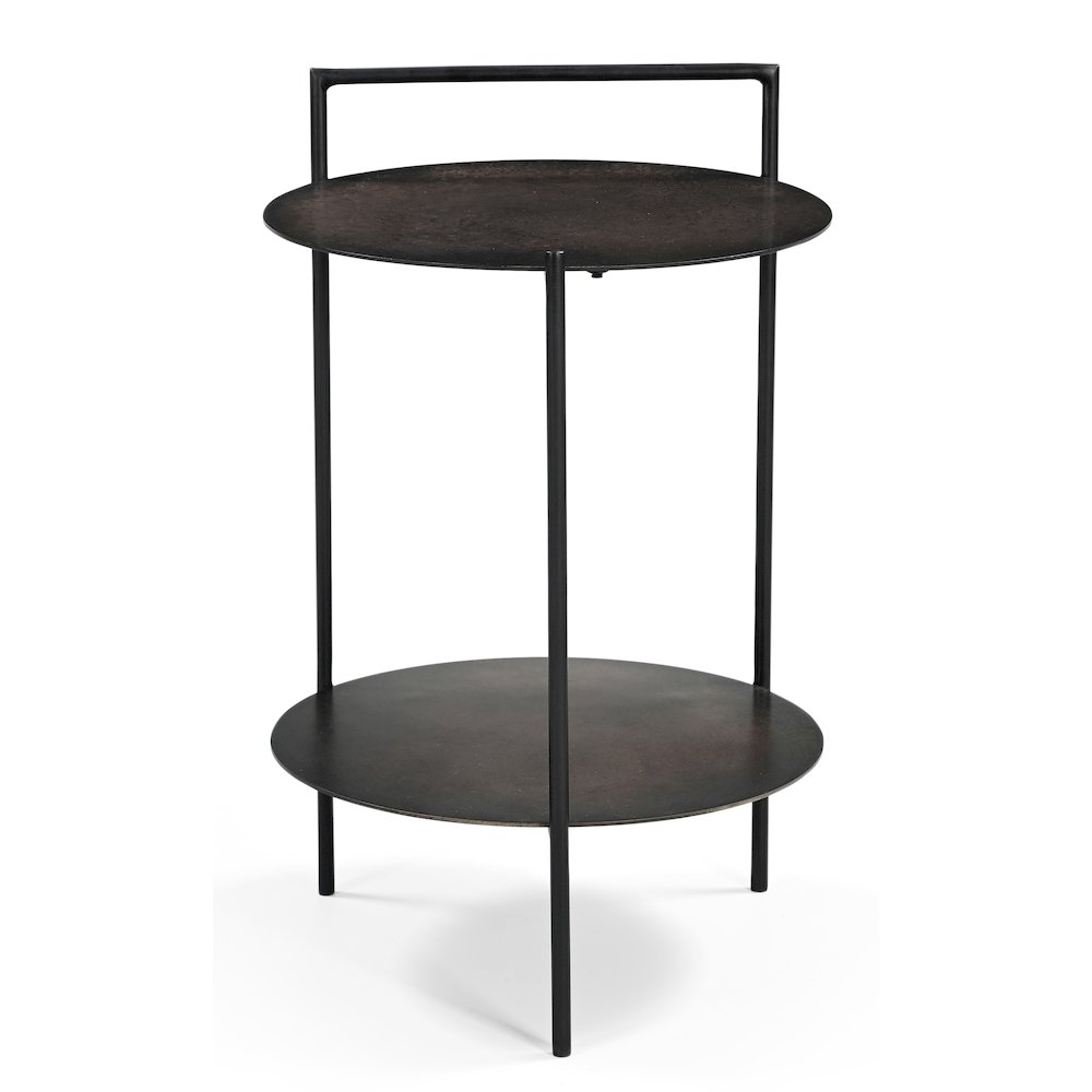 Benji Iron Side Table in Dark Copper Toned Iron. Picture 1