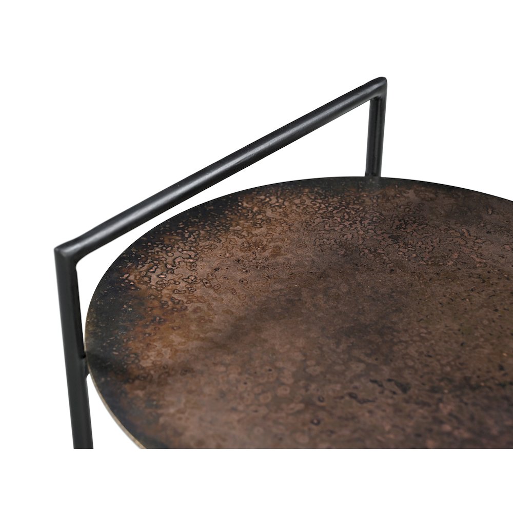 Benji Iron Side Table in Dark Copper Toned Iron. Picture 9
