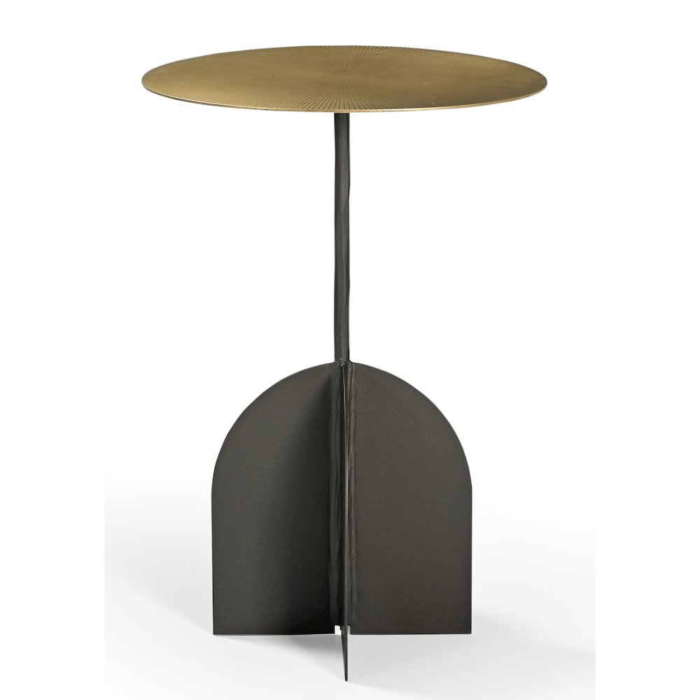Galahad Iron Side Table in Textured Brass. Picture 1