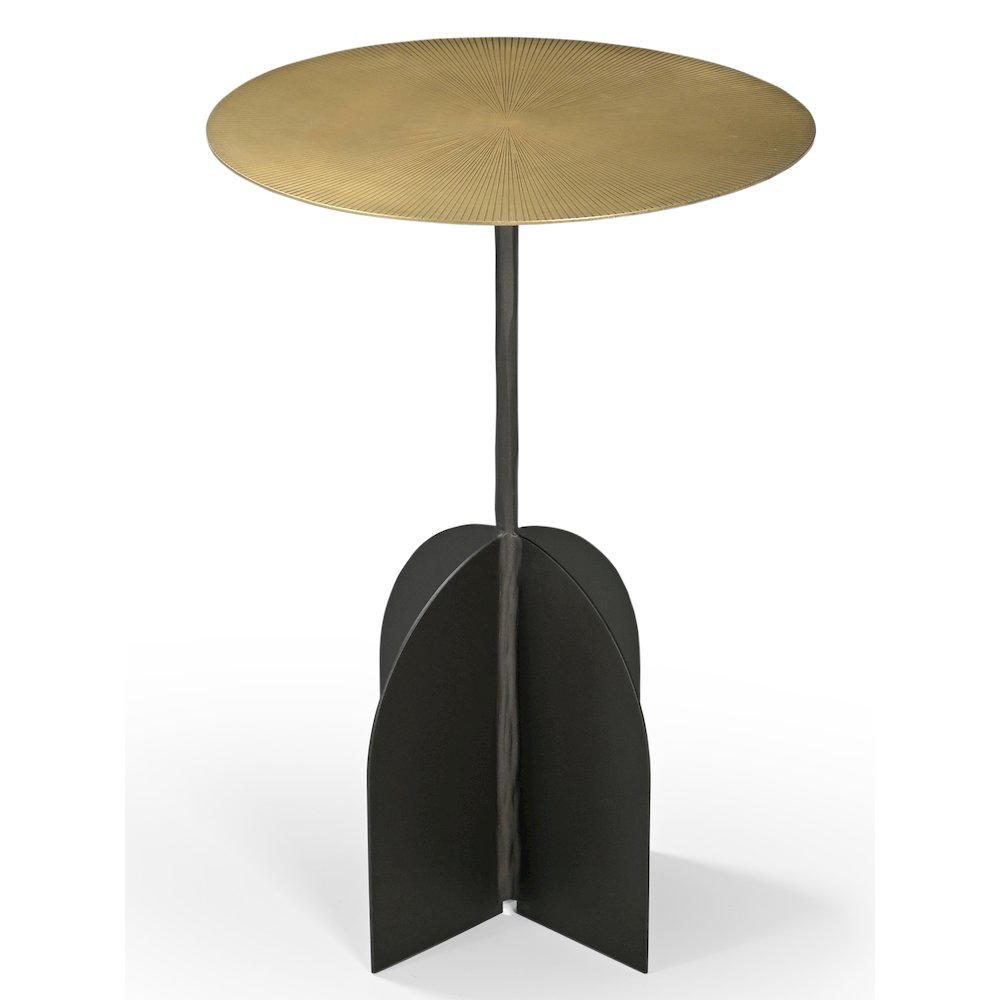 Galahad Iron Side Table in Textured Brass. Picture 2