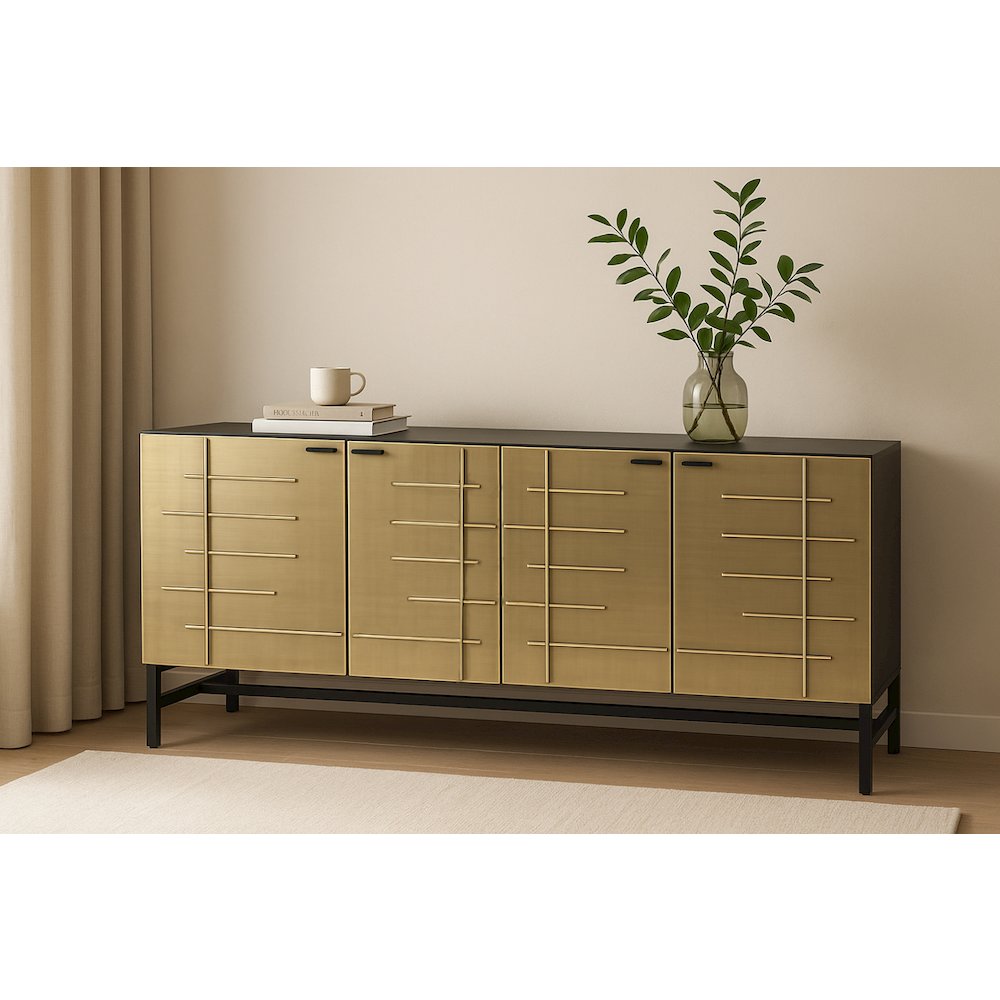 Balthazar 4-Door Sideboard in a Textured Light Gold Finish. Picture 5