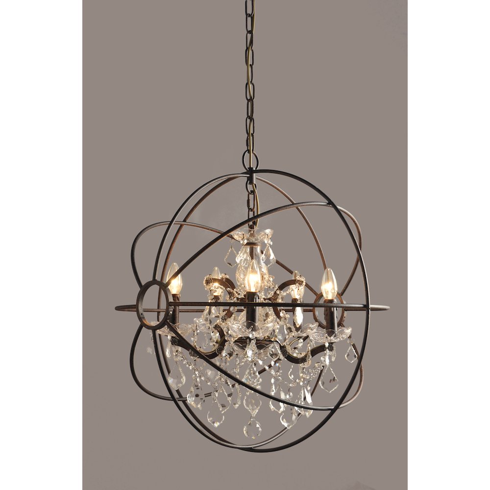 Olivia Iron Globe Pendant with Crystal Accents. Picture 1