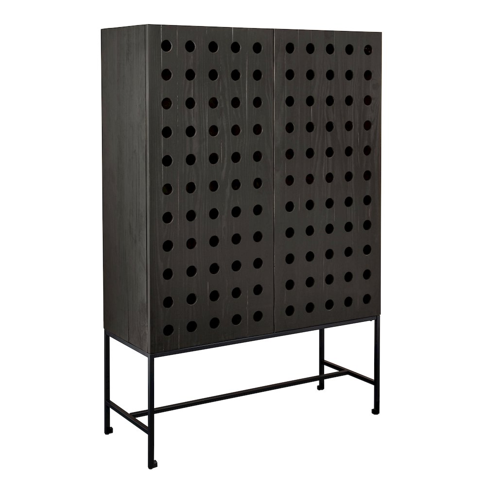 Becca 2-Door Tall Cabinet in Antique Black Finish on Solid Pine Wood. Picture 2