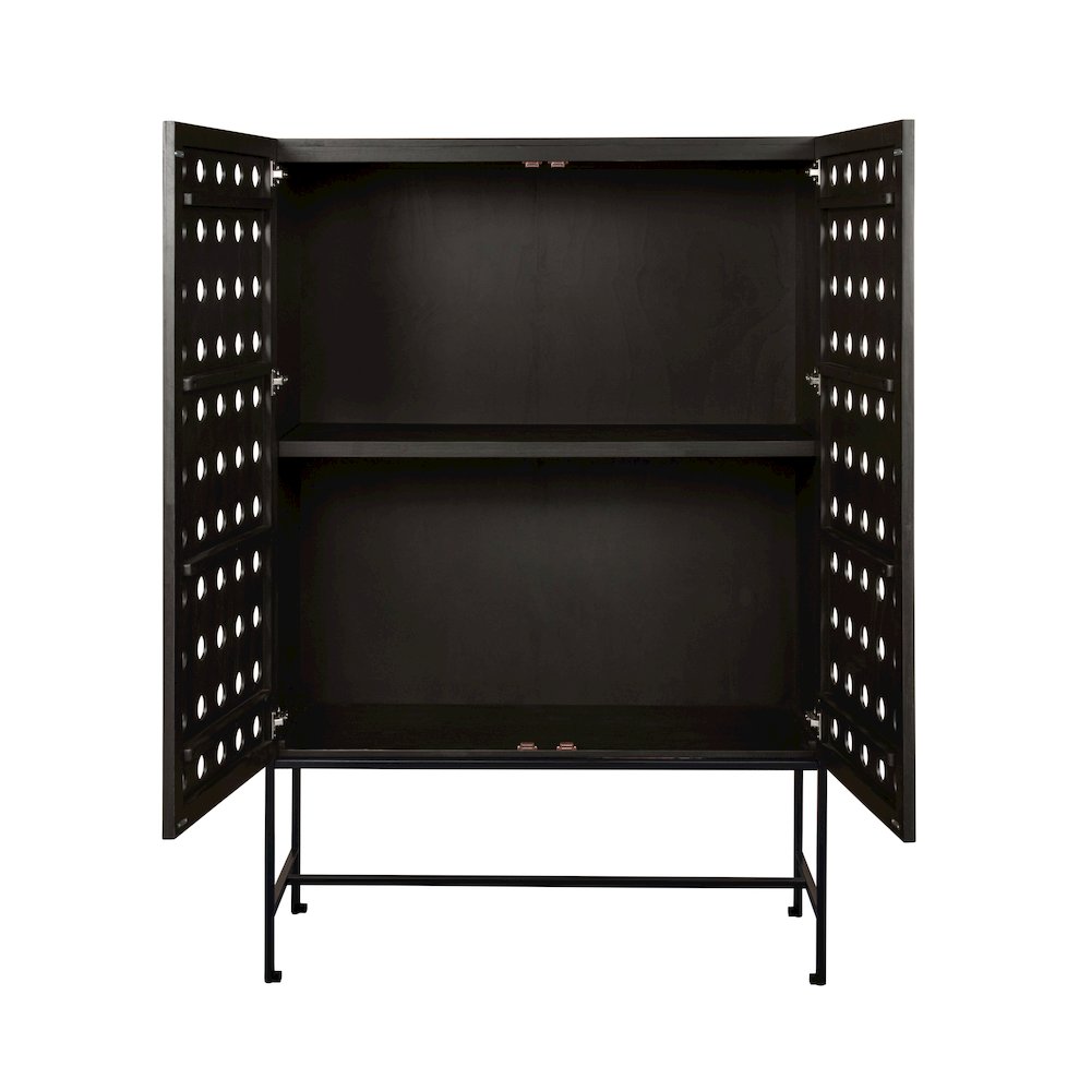 Becca 2-Door Tall Cabinet in Antique Black Finish on Solid Pine Wood. Picture 3