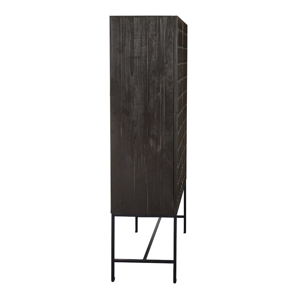 Becca 2-Door Tall Cabinet in Antique Black Finish on Solid Pine Wood. Picture 4