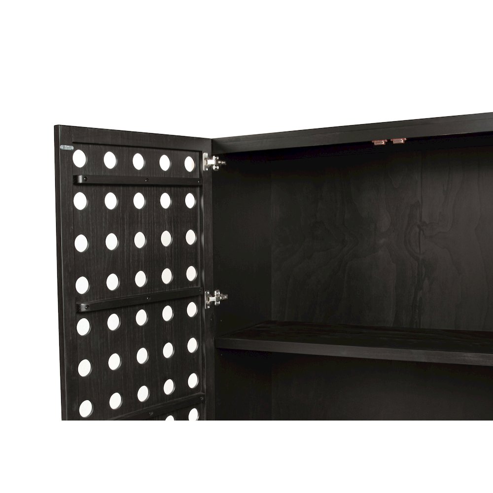 Becca 2-Door Tall Cabinet in Antique Black Finish on Solid Pine Wood. Picture 5