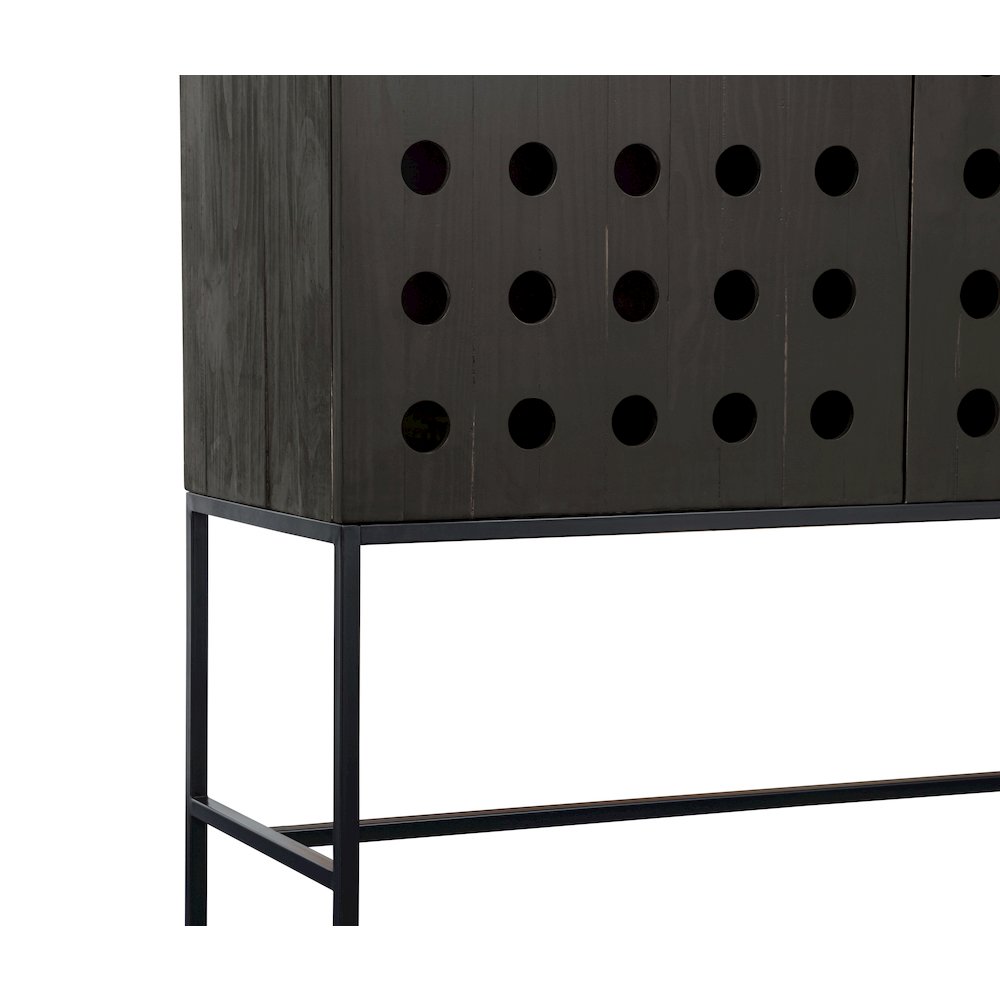 Becca 2-Door Tall Cabinet in Antique Black Finish on Solid Pine Wood. Picture 7