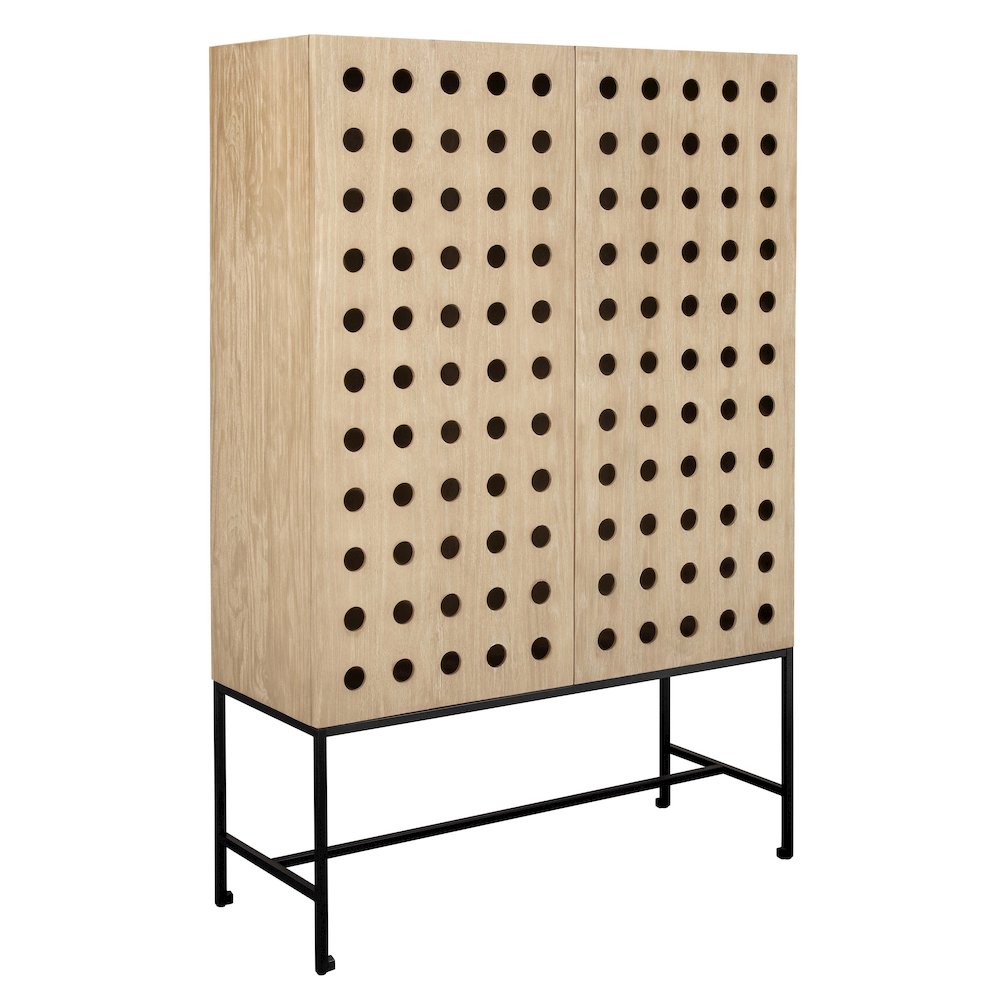 Becca 2-Door Tall Cabinet in Sand Oak Finish on Solid Pine Wood. Picture 3