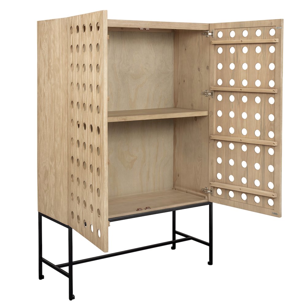 Becca 2-Door Tall Cabinet in Sand Oak Finish on Solid Pine Wood. Picture 4
