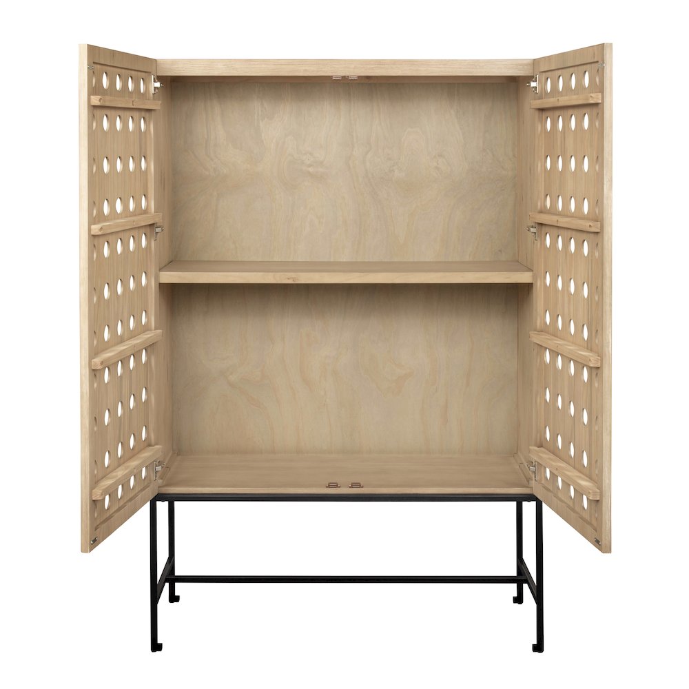 Becca 2-Door Tall Cabinet in Sand Oak Finish on Solid Pine Wood. Picture 5