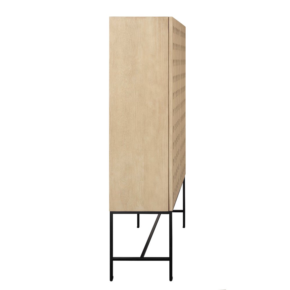 Becca 2-Door Tall Cabinet in Sand Oak Finish on Solid Pine Wood. Picture 6