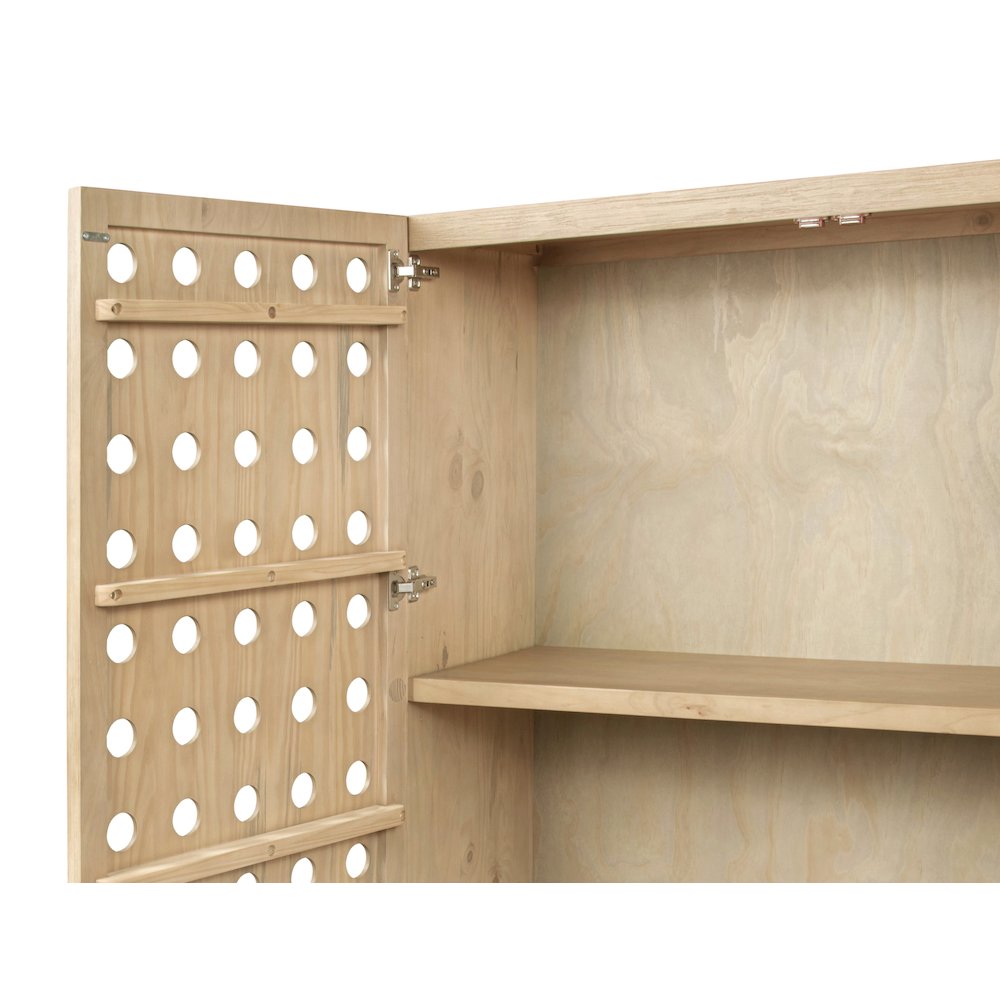 Becca 2-Door Tall Cabinet in Sand Oak Finish on Solid Pine Wood. Picture 7