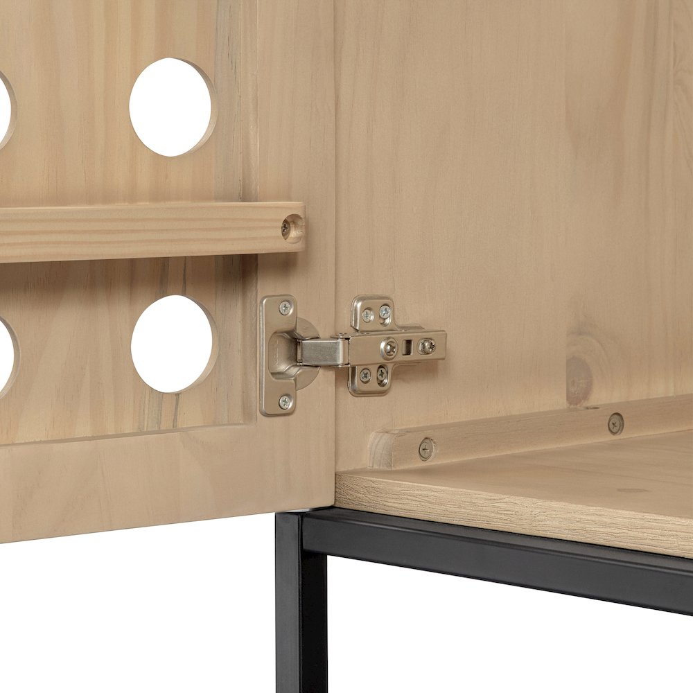 Becca 2-Door Tall Cabinet in Sand Oak Finish on Solid Pine Wood. Picture 8