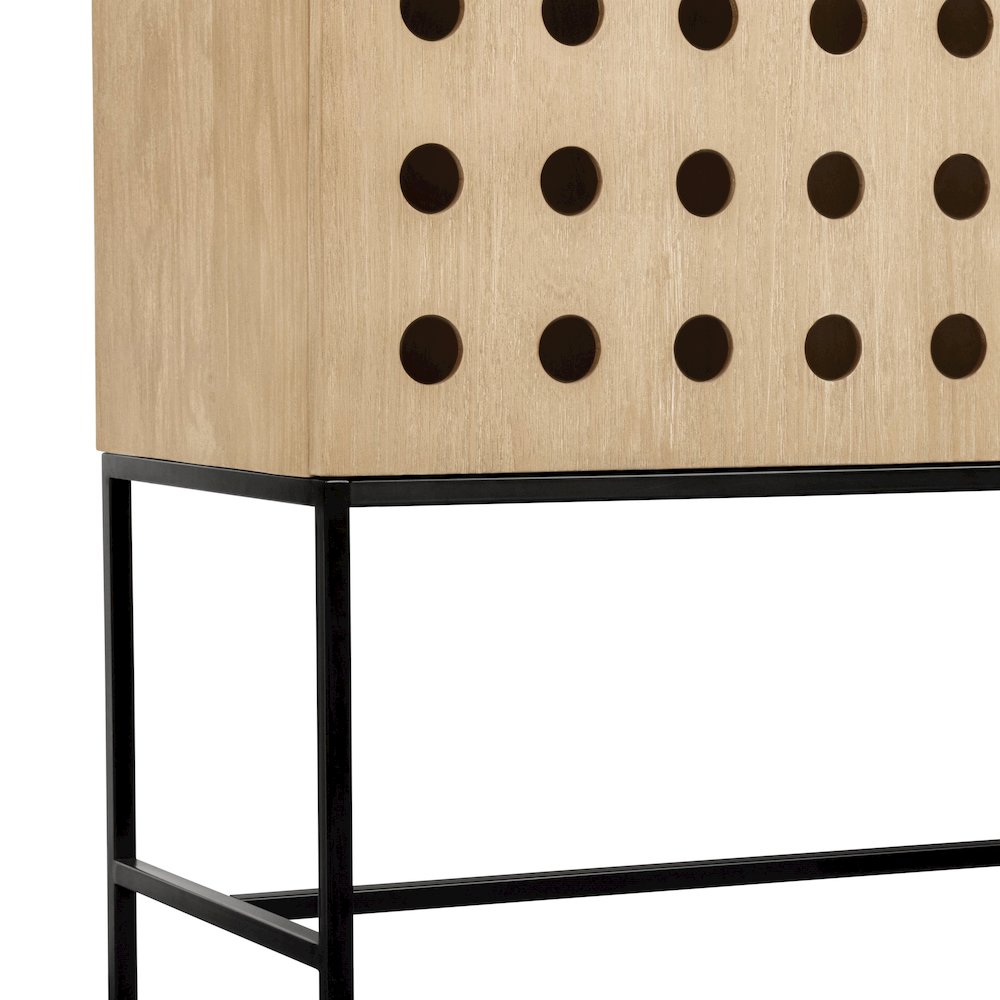 Becca 2-Door Tall Cabinet in Sand Oak Finish on Solid Pine Wood. Picture 9
