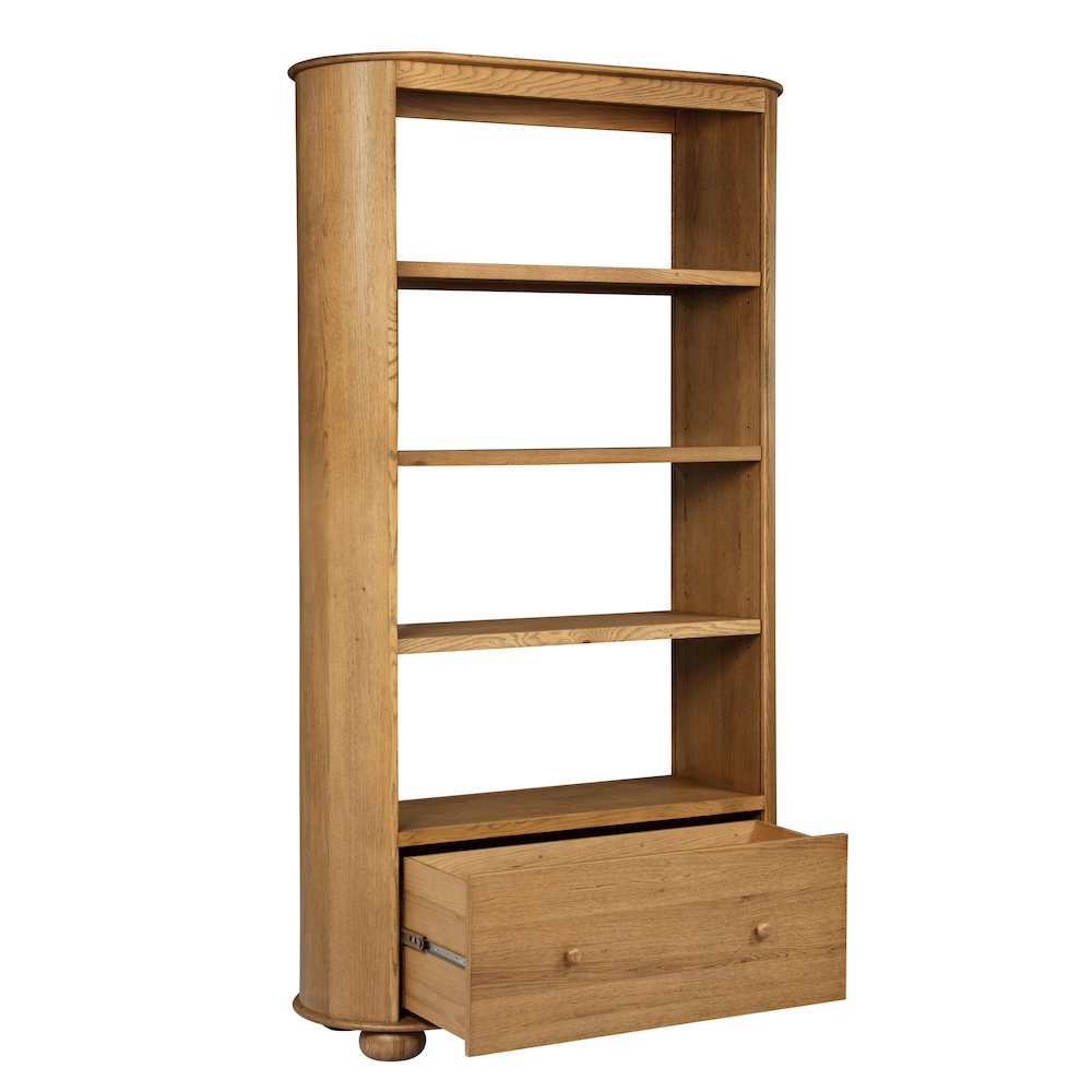 Astrid 1 - Drawer Bookcase In Solid Oak Wood. Picture 4