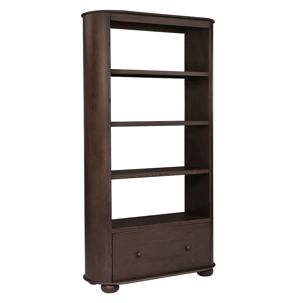 Astrid 1-Drawer Bookcase In Appalachian Brown. Picture 1