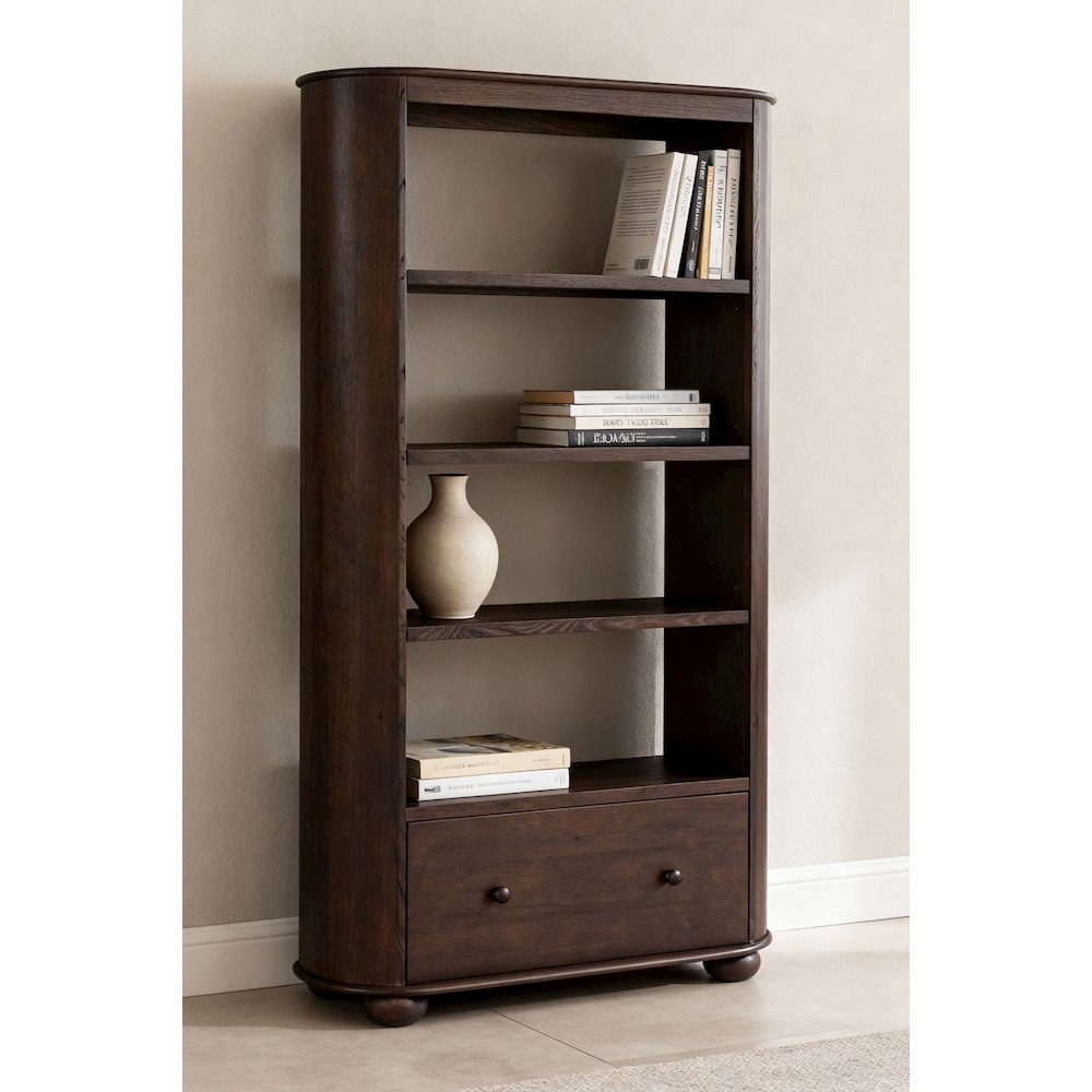 Astrid 1-Drawer Bookcase In Appalachian Brown. Picture 3