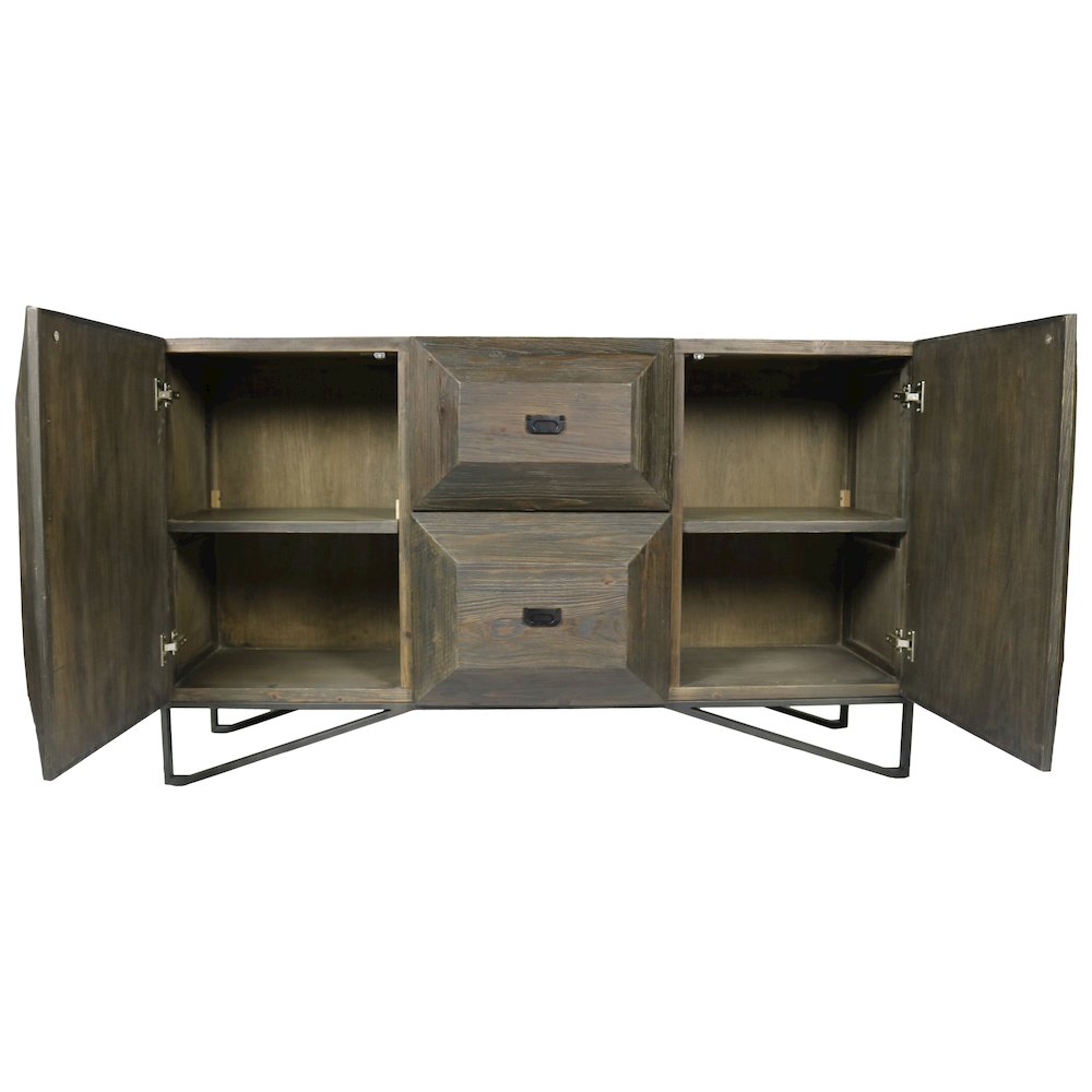 Aliso 2-Drawer 2-Door Sideboard in Dark Brown. Picture 2