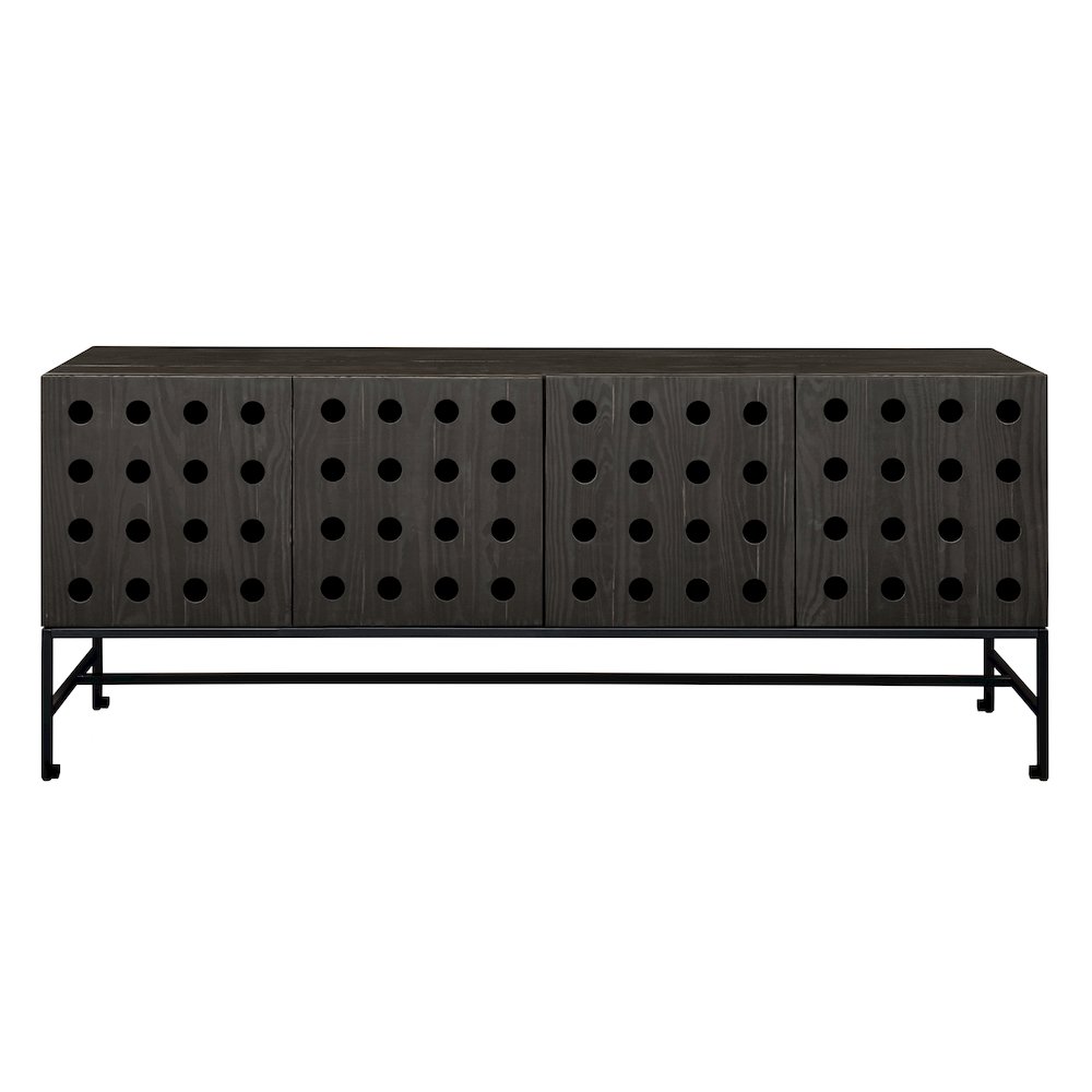 Becca 4-Door Sideboard in Antique Black Finish on Solid Pine Wood. Picture 1