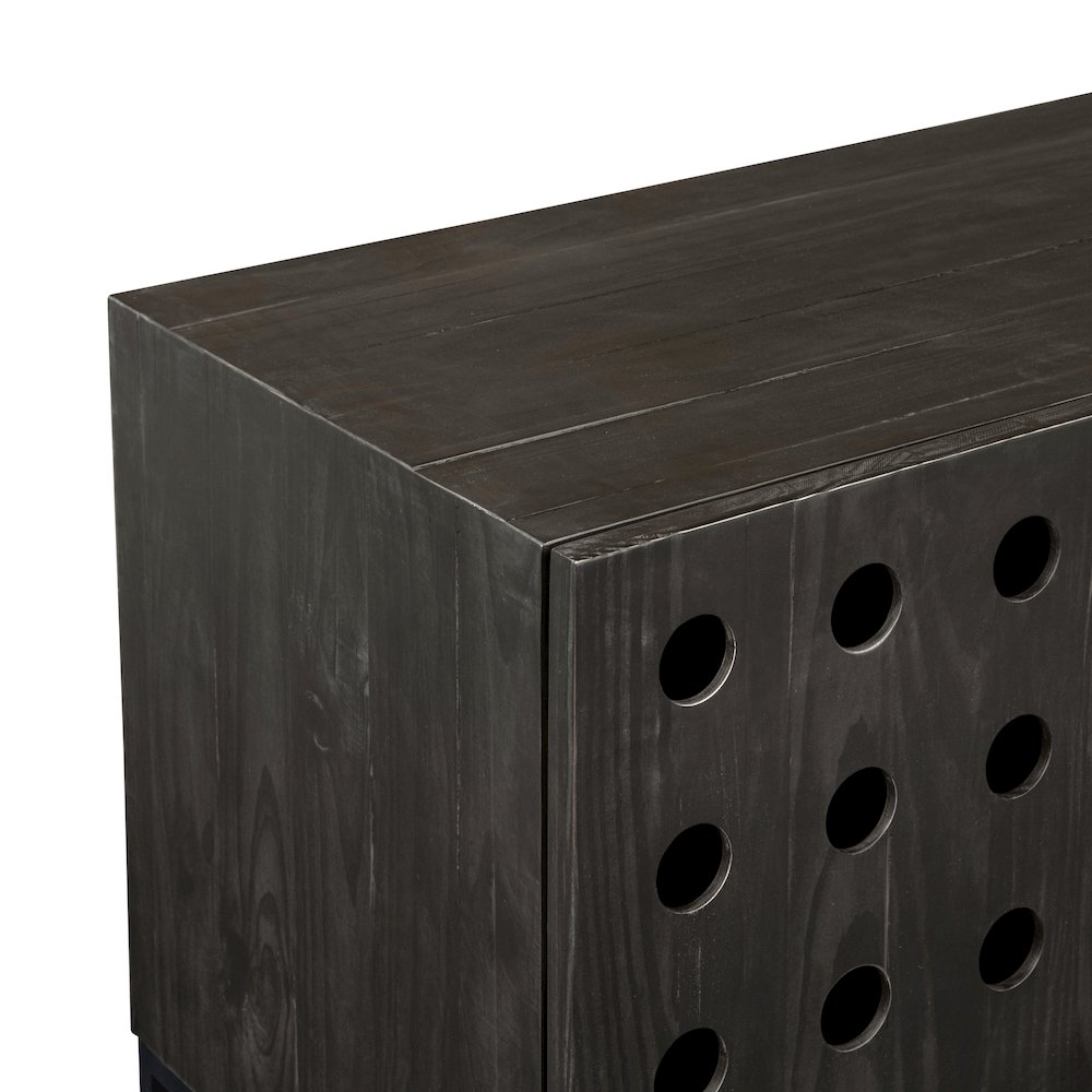 Becca 4-Door Sideboard in Antique Black Finish on Solid Pine Wood. Picture 3