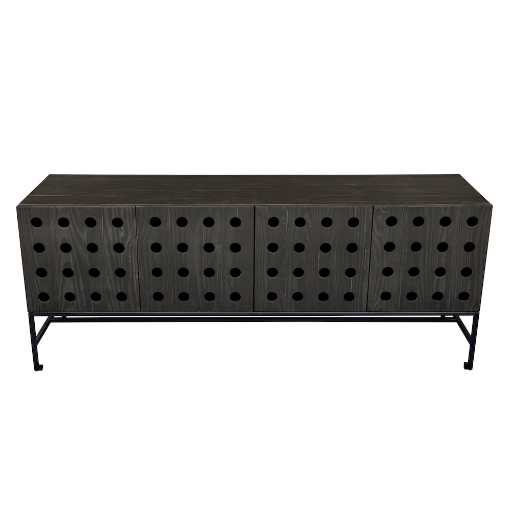 Becca 4-Door Sideboard in Antique Black Finish on Solid Pine Wood. Picture 6