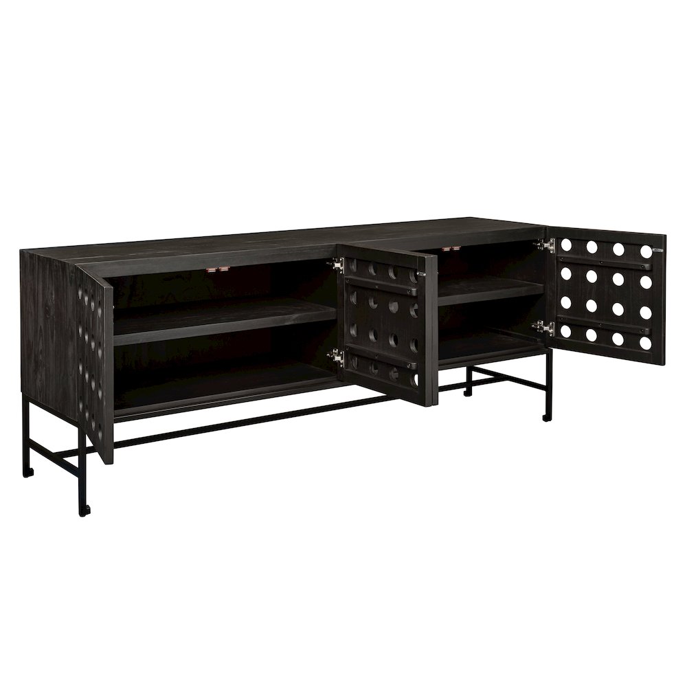 Becca 4-Door Sideboard in Antique Black Finish on Solid Pine Wood. Picture 7