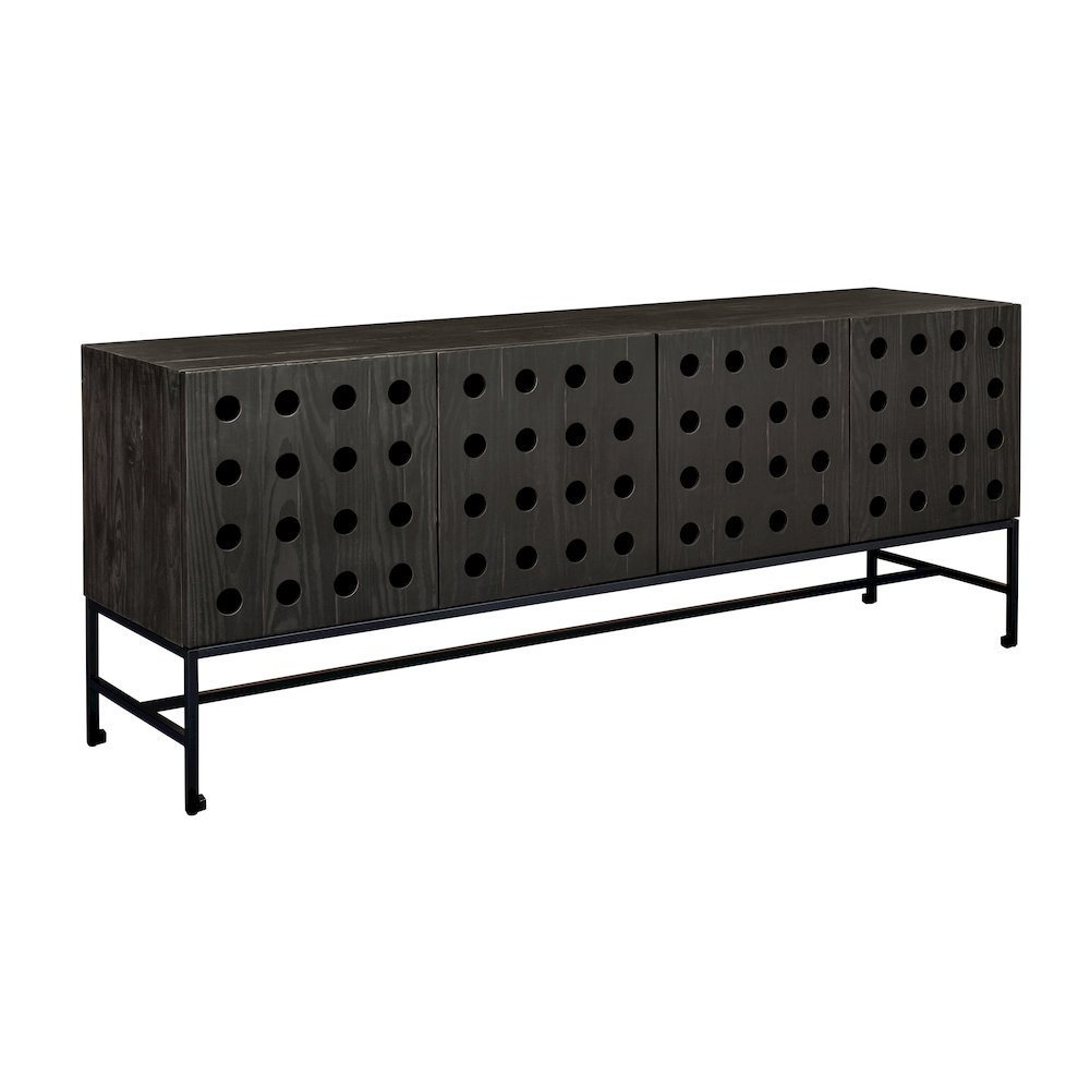 Becca 4-Door Sideboard in Antique Black Finish on Solid Pine Wood. Picture 8