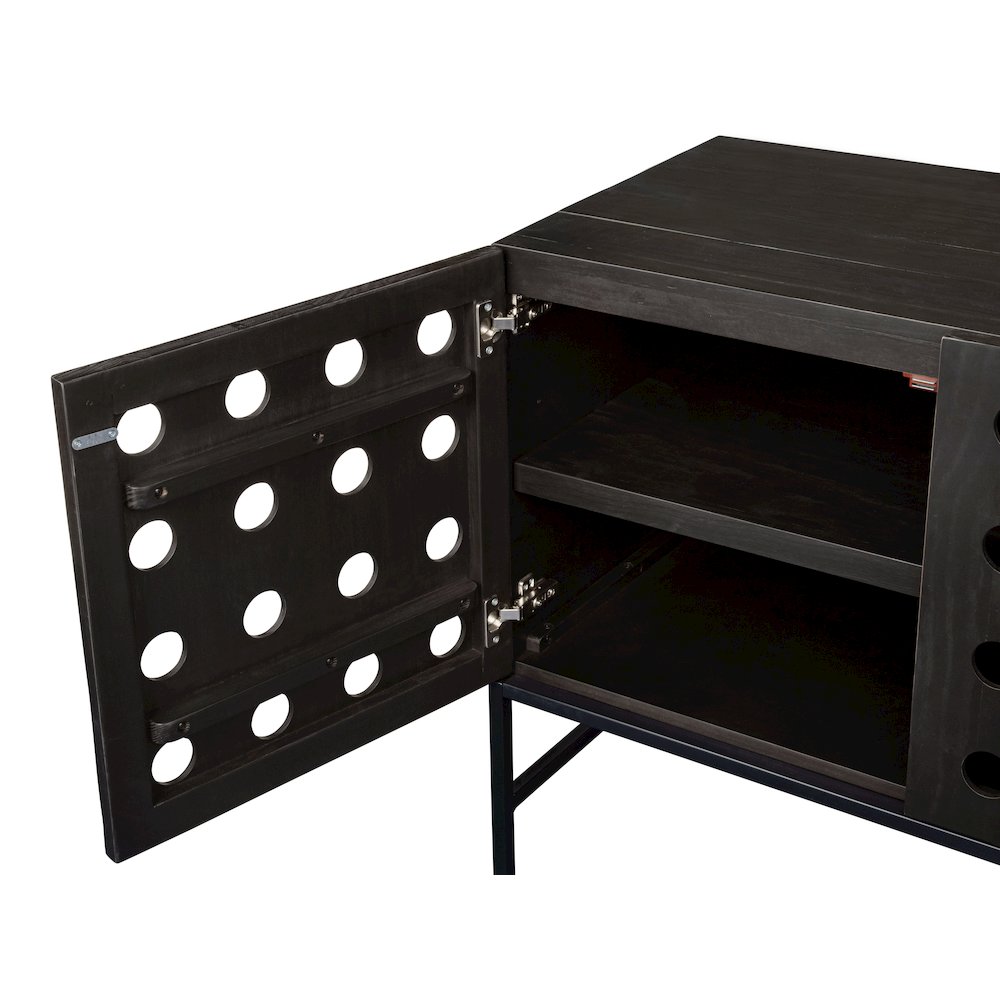 Becca 4-Door Sideboard in Antique Black Finish on Solid Pine Wood. Picture 9