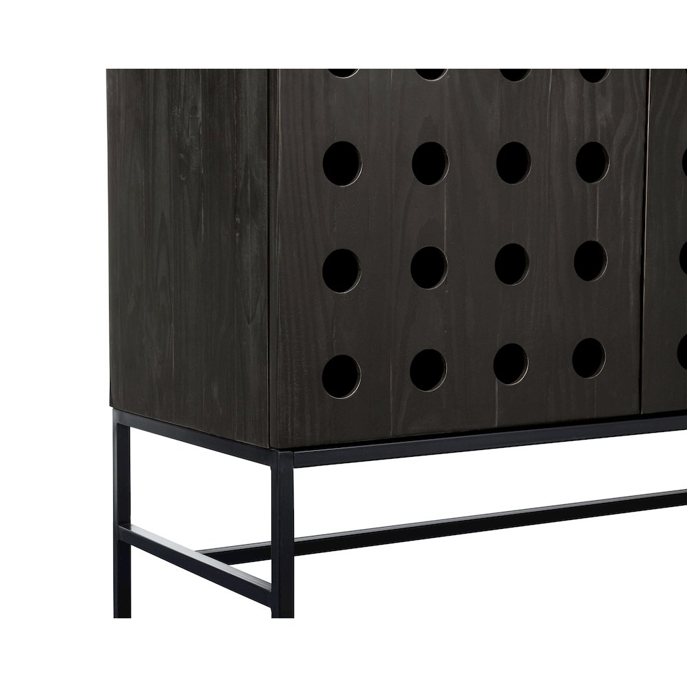 Becca 4-Door Sideboard in Antique Black Finish on Solid Pine Wood. Picture 11