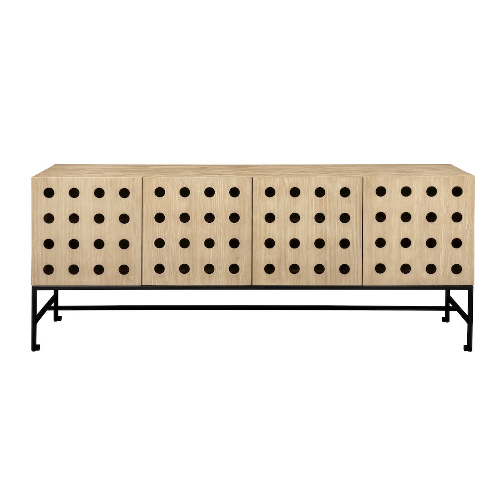 Becca 4-Door Sideboard in Sand Oak Finish on Solid Pine Wood. Picture 1