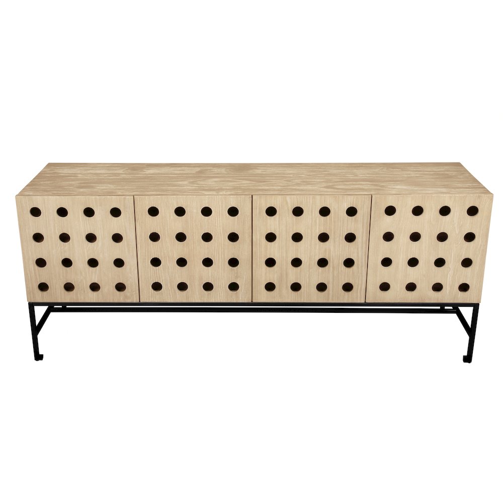 Becca 4-Door Sideboard in Sand Oak Finish on Solid Pine Wood. Picture 4