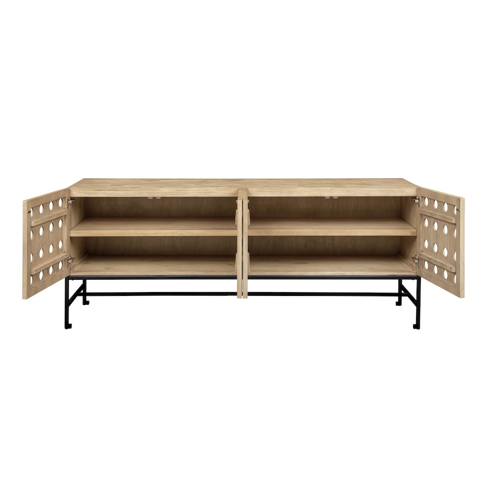 Becca 4-Door Sideboard in Sand Oak Finish on Solid Pine Wood. Picture 5